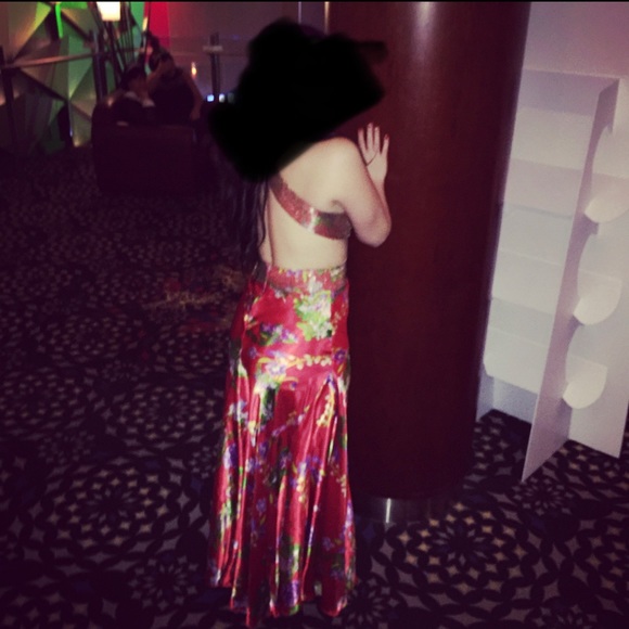 Size 8 floor length gown with cut outs - Picture 2 of 2